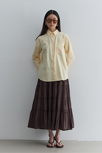 Fahhar Çapraz Pileli Basic Gömlek Sarı