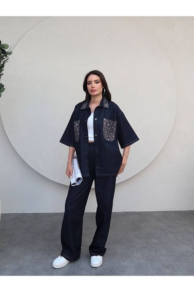 ESRAHELVACI Denim Set with Stone Pocket Detail