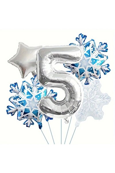 parti sürprizi مجموعة بالونات من رقائق الفويل على شكل ندفة الثلج لعمر 5 سنوات