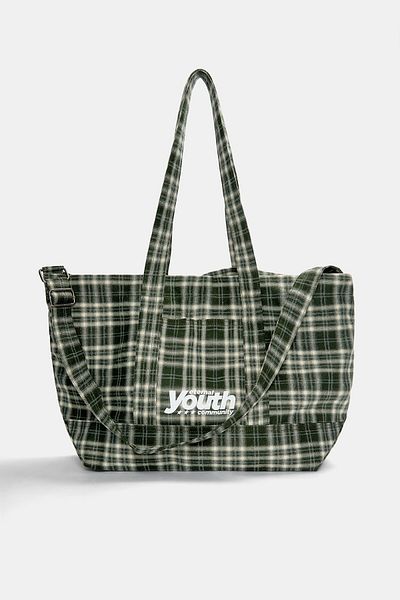 Pull & Bear Checked tote bag
