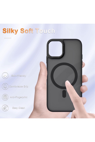 m.tk moveteck İphone 11 Kılıf Mat Magsafe Şarj Özellikli Renkli Yumuşak Kenarlı Kapak + Ekran Koruyucu Cam Set