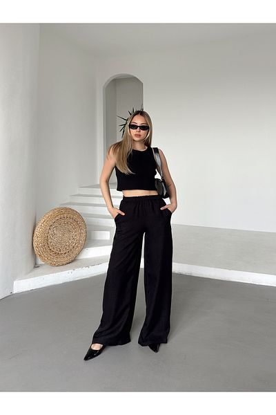 AFROGİYİM Women's Relaxed Fit Linen Pants
