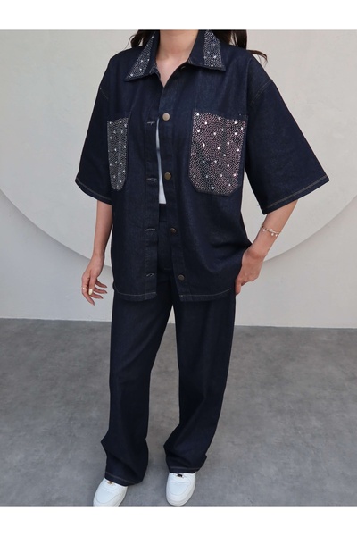 ESRAHELVACI Denim Set with Stone Pocket Detail