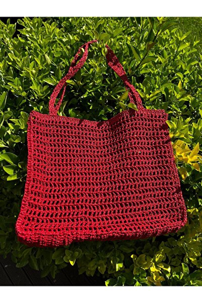 Mamas Bestie Kağıt İp El Yapımı Plaj Omuz Çantası