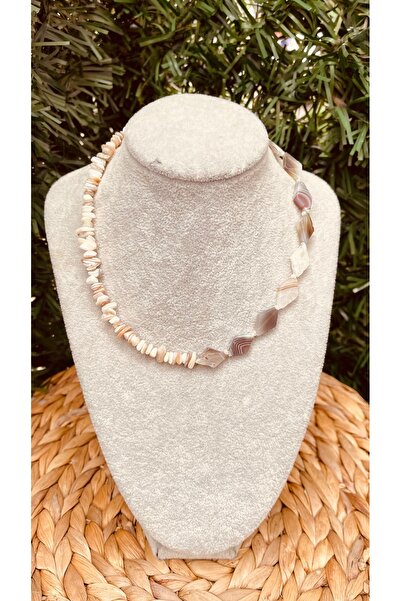 wanwa aksesuar قلادة من حجر العقيق الطبيعي