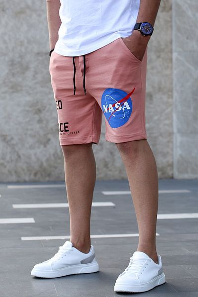 Madmext Puderfarbene Shorts mit Nasa-Print für Herren 4248