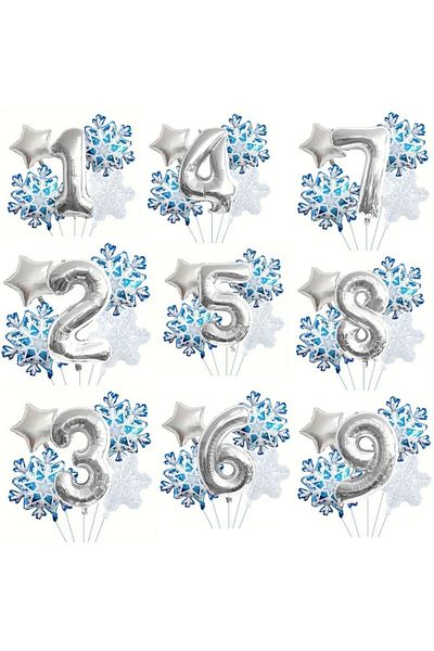 parti sürprizi Snowflake 3 Year Old Number Foil Balloon Set
