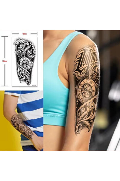 Tattoo Gerçekci Saat ve yazılı geçici dövme tattoo yapıştırma kol bacak