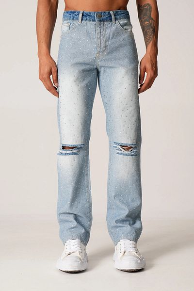 İkao Stone Embroidered Denim Trousers