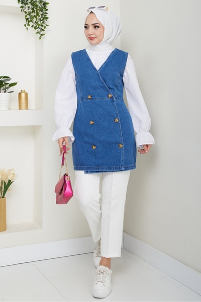 Bestenur Ranel Denim Vest 1440 - Blue
