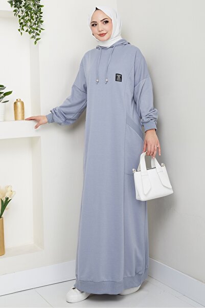 Bestenur Anger Hooded Dress 1421 - Gray