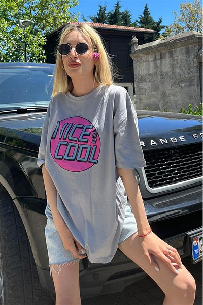 Madmext Graues bedrucktes T-Shirt von Mad Girls, MG1149