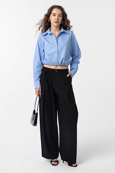 Antioch Cămașă de damă Baby Blue Crop Poplin