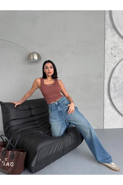 Zeo Basic JEAN ALBASTRU TINT CU DETALII DE CUSUT BALON FIT