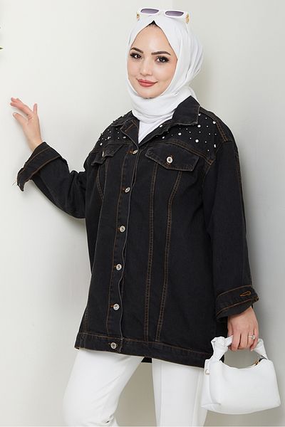 Bestenur Elyez Stone Denim Jacket 1456 - Anthracite