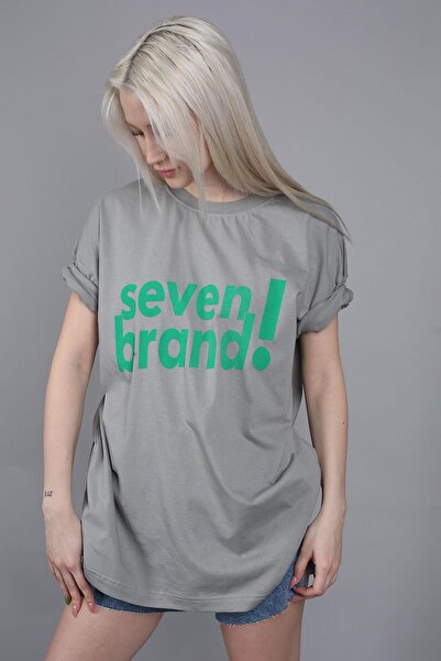 Madmext Dyed Gray Printed Oversize T-Shirt Mg1489