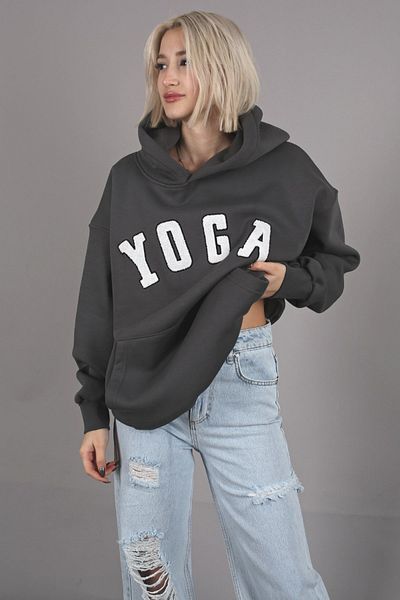 Madmext Geräuchertes, besticktes Oversize-Kapuzensweatshirt Mg1580