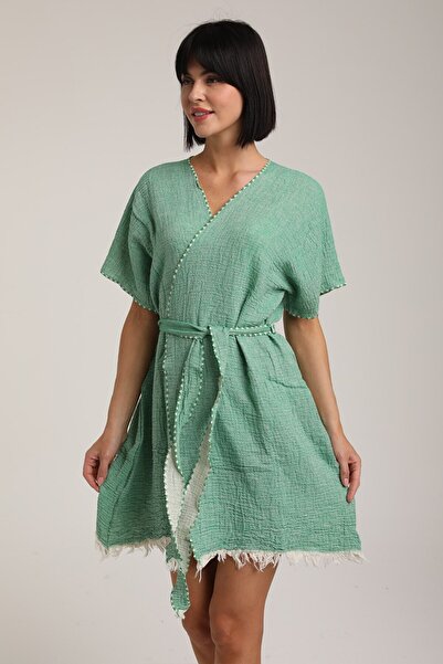 LifeForModa Women's Belted Muslin Pareo Kimono P 80