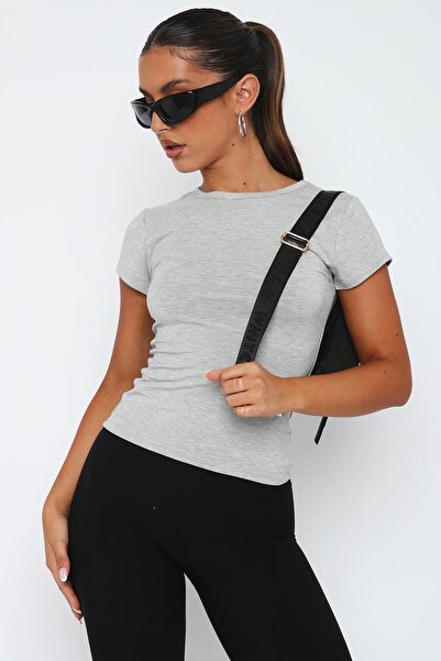 Madmext Šedé základní dámské tričko MG2012