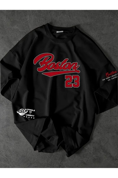 LOTS MODA Ανδρικό μπλουζάκι Boston 23 με γραφικό σχέδιο, άνετο, χαλαρή εφαρμο...