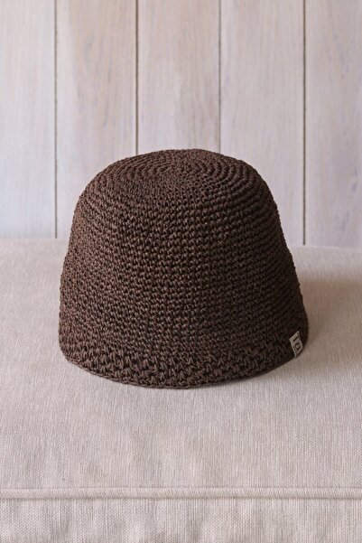 Talinhandmade قبعة ويكر بوش - بني