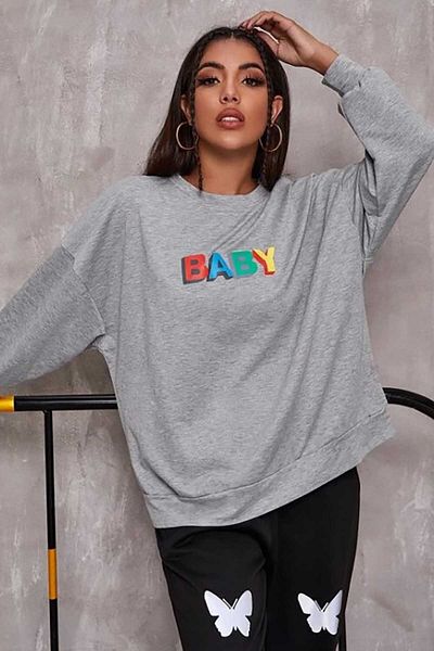Madmext Hanorac gri cu imprimeu pentru bebeluși - Mad Girls Mg791