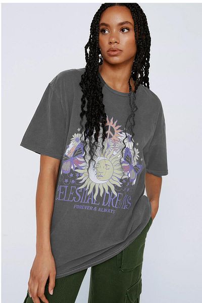 Madmext Geräuchertes bedrucktes Damen-T-Shirt Mg1767