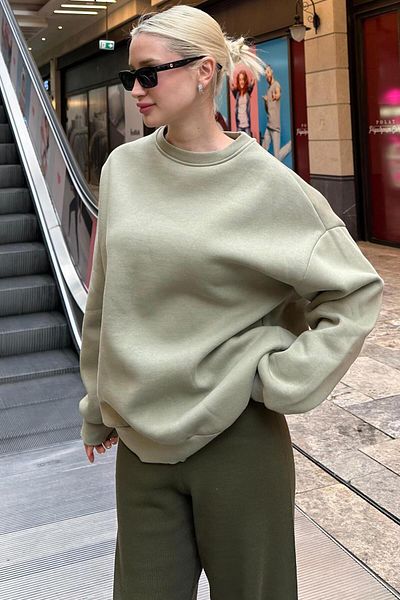 Madmext Mintgrünes Basic-Sweatshirt mit Rundhalsausschnitt Mg1559