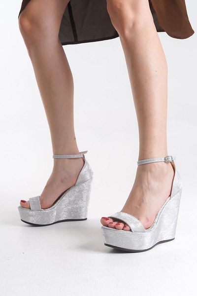 owwox club Alessi; Silver, 12 cm Wedge Heeled Shoes