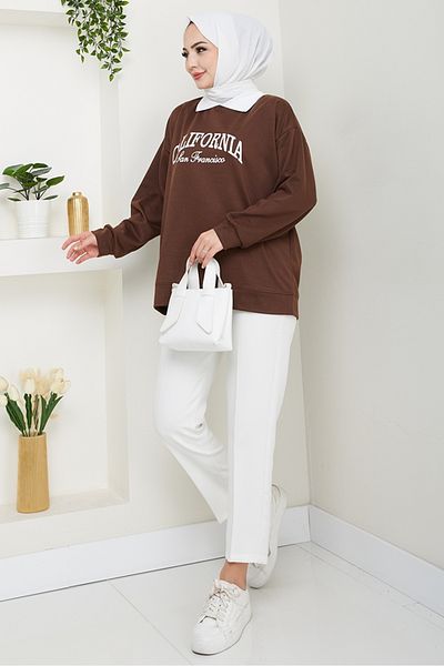 Bestenur California Printed Sweat 1426 - Bitter Brown