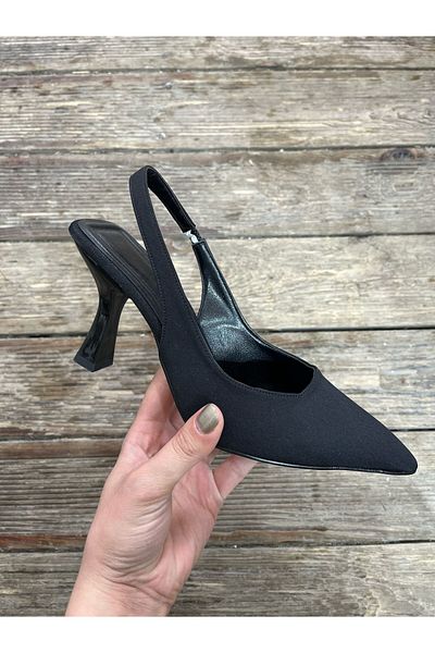 MİSS PARK MODA Pantofi de damă negri cu vârf ascuțit, cu spatele deschis, flexibili, confortabili, stiletto, zilnic, scurti, cu toc