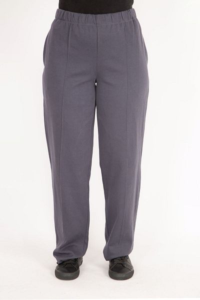 Şans Pantaloni de damă afumati cu talie elastică, cu buzunare laterale, cu cusături de iarbă, cu imprimeu de fier, de mărime mare 65n36112