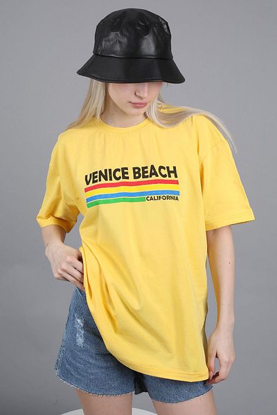 Madmext Gelbes bedrucktes Over-Fit-T-Shirt Mg1516