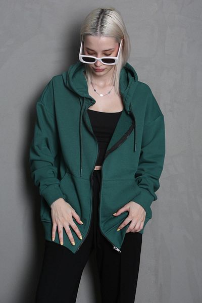 Madmext Hanorac de bază cu glugă verde închis MG1900