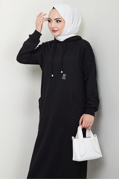 Bestenur Φόρεμα Anger Hooded 1421 - Μαύρο