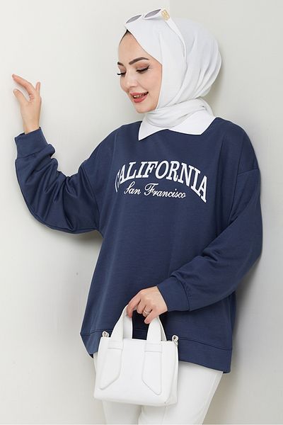 Bestenur California Printed Sweat 1426 - Navy Blue