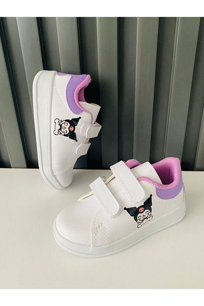 ALTUNTAŞ Chrome Printed Girls' Boys' Unisex Velcro Lightweight Sports Shoes Lilac