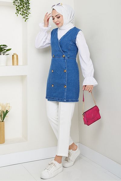Bestenur Ranel Denim Vest 1440 - Blue