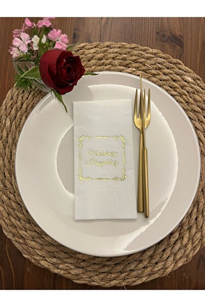 kidspartim منديل مذهّب باللون الأبيض مرحبًا بكم في منديل مولودنا 16 قطعة