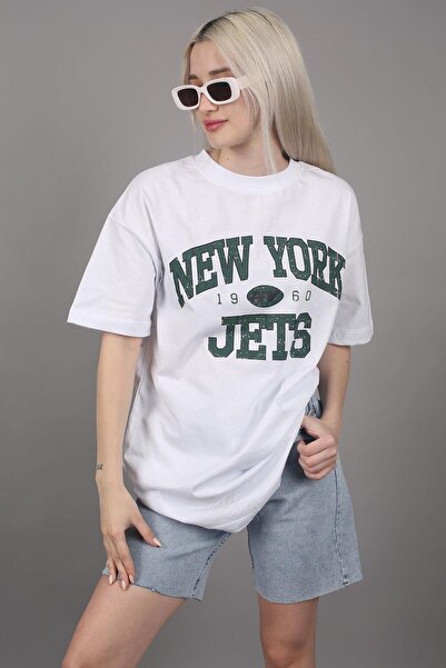 Madmext Tricou de damă oversize cu imprimeu alb Mg1226