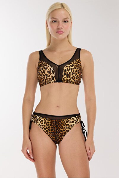 AYYILDIZ 5639 Brown Leopard Bustier Bikini Set