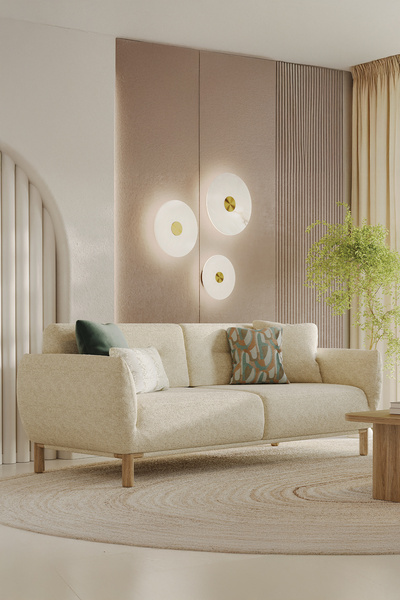 Enza Home Perge 3'lü Yataklı Koltuk - Krem