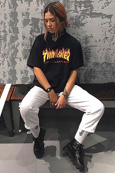 Madmext Schwarzes bedrucktes Oversize-T-Shirt für Damen Mg1346