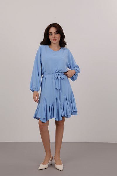 FACETTE Rochie de damă albastră căptușită cu volane