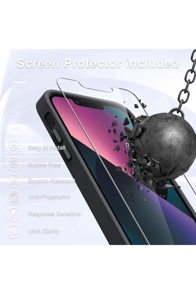 m.tk moveteck İphone 13 Ve 14 Uyumlu Kılıf Mat Magsafe Şarj Özellikli Yumuşak Renkli Kapak +Ekran Koruyucu Cam Set