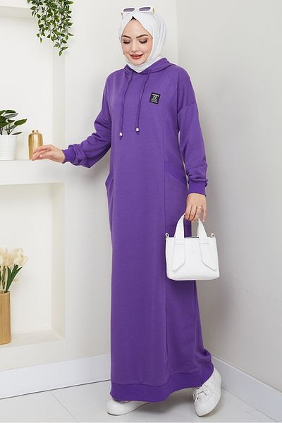 Bestenur Φόρεμα Anger Hooded 1421 - Μωβ