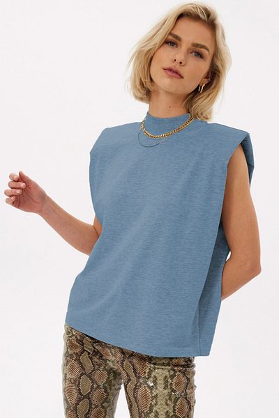 Madmext Tricou cu căptușeală albastru Mad Girls Mg900