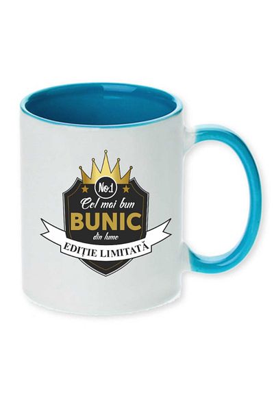 OEM Cană personalizată cu mâner albastru „cel mai bun bunic”, Inovatix®. 330ml