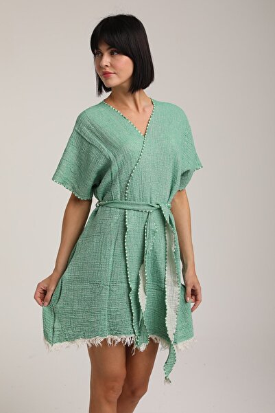 LifeForModa Women's Belted Muslin Pareo Kimono P 80