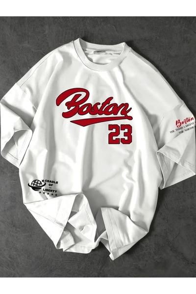 LOTS MODA Ανδρικό μπλουζάκι Boston 23 με γραφικό σχέδιο, άνετο, χαλαρή εφαρμο...